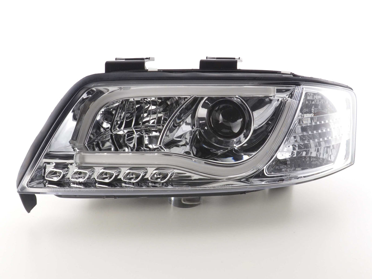 Scheinwerfer Set Daylight LED Tagfahrlicht Audi A6 Typ 4B 97-01 chrom Scheinwerfer Set Daylight LED Tagfahrlicht Audi A6 Typ 4B 97-01 chrom